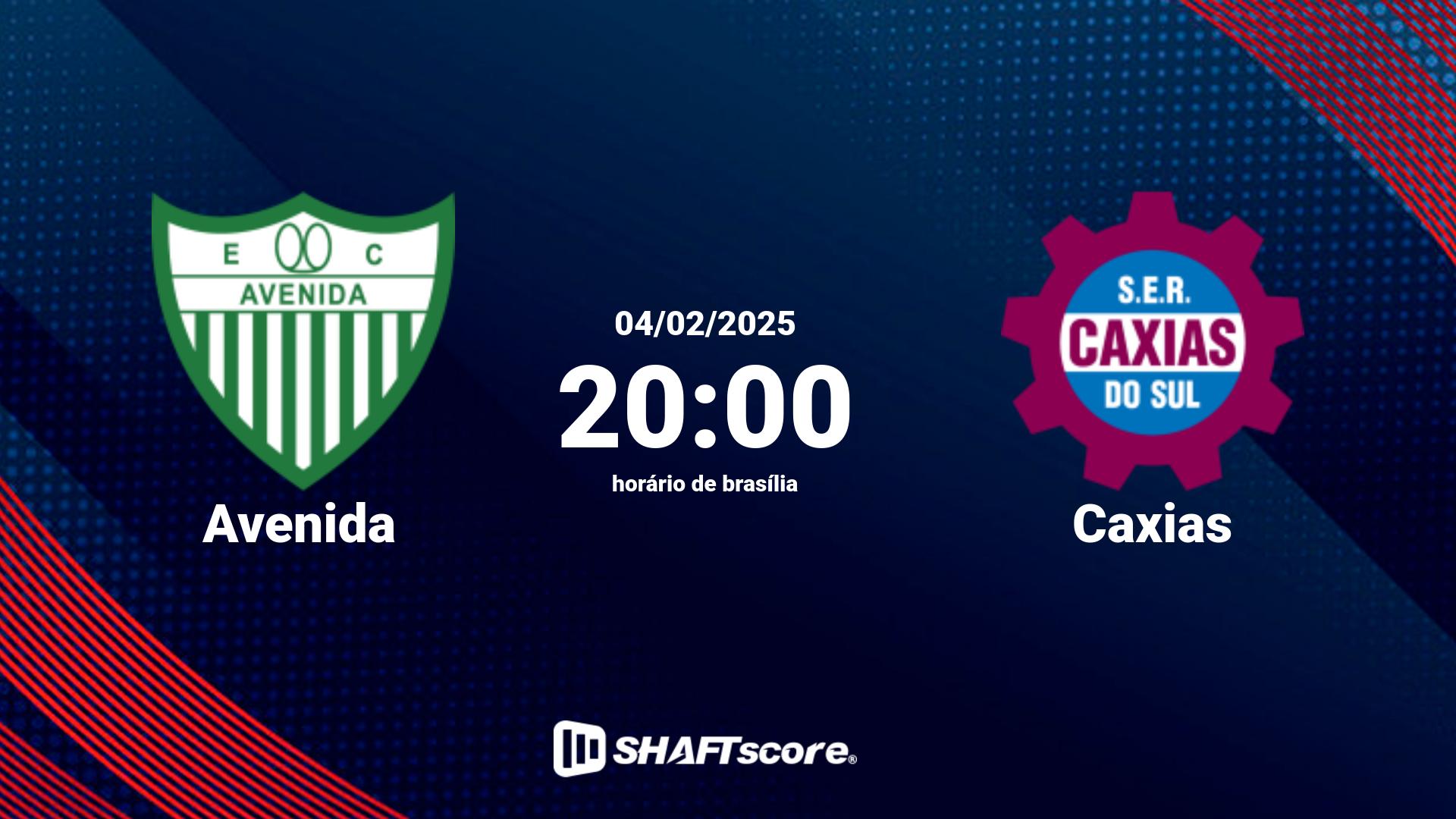 Estatísticas do jogo Avenida vs Caxias 04.02 20:00