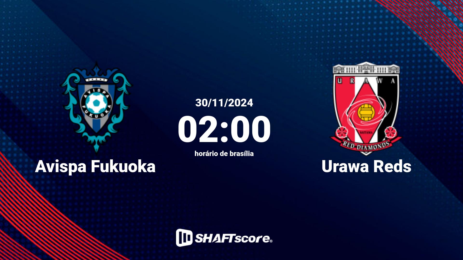 Estatísticas do jogo Avispa Fukuoka vs Urawa Reds 30.11 02:00