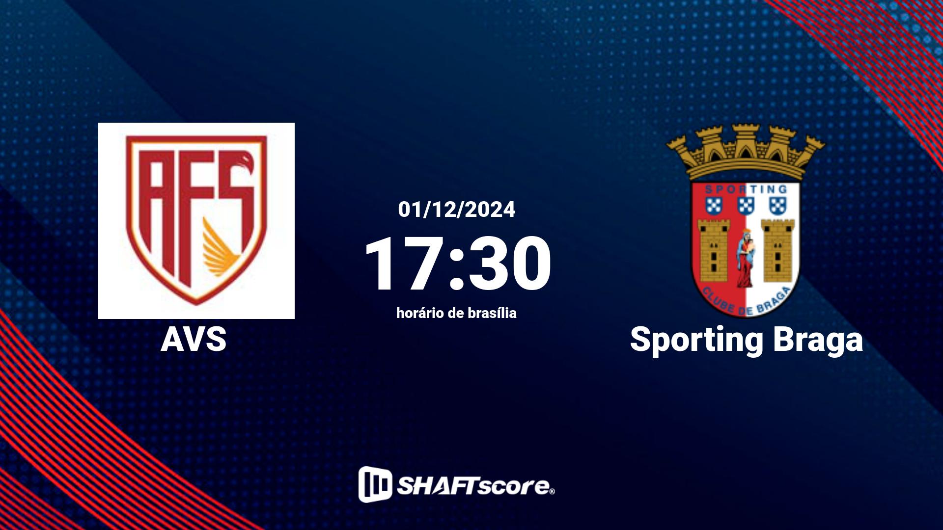 Estatísticas do jogo AVS vs Sporting Braga 01.12 17:30