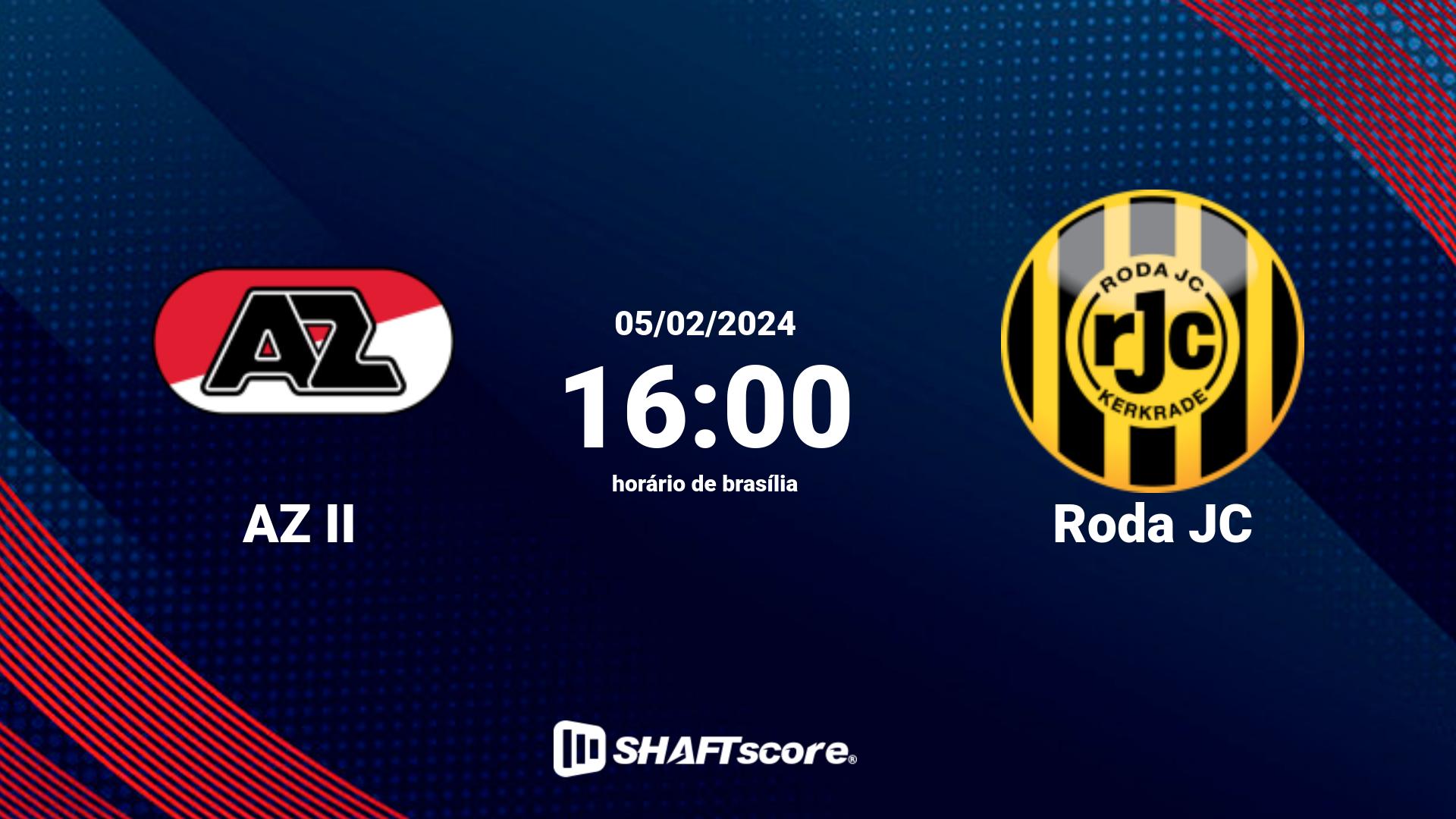 Estatísticas do jogo AZ II vs Roda JC 05.02 16:00