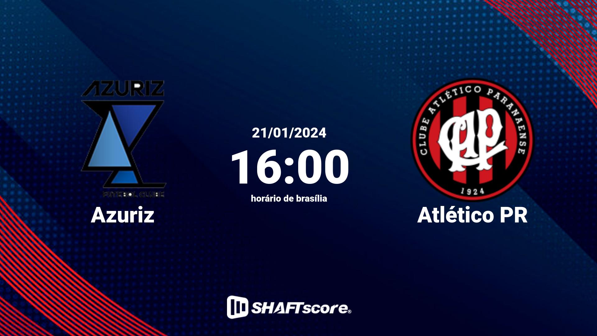 Estatísticas do jogo Azuriz vs Atlético PR 21.01 16:00