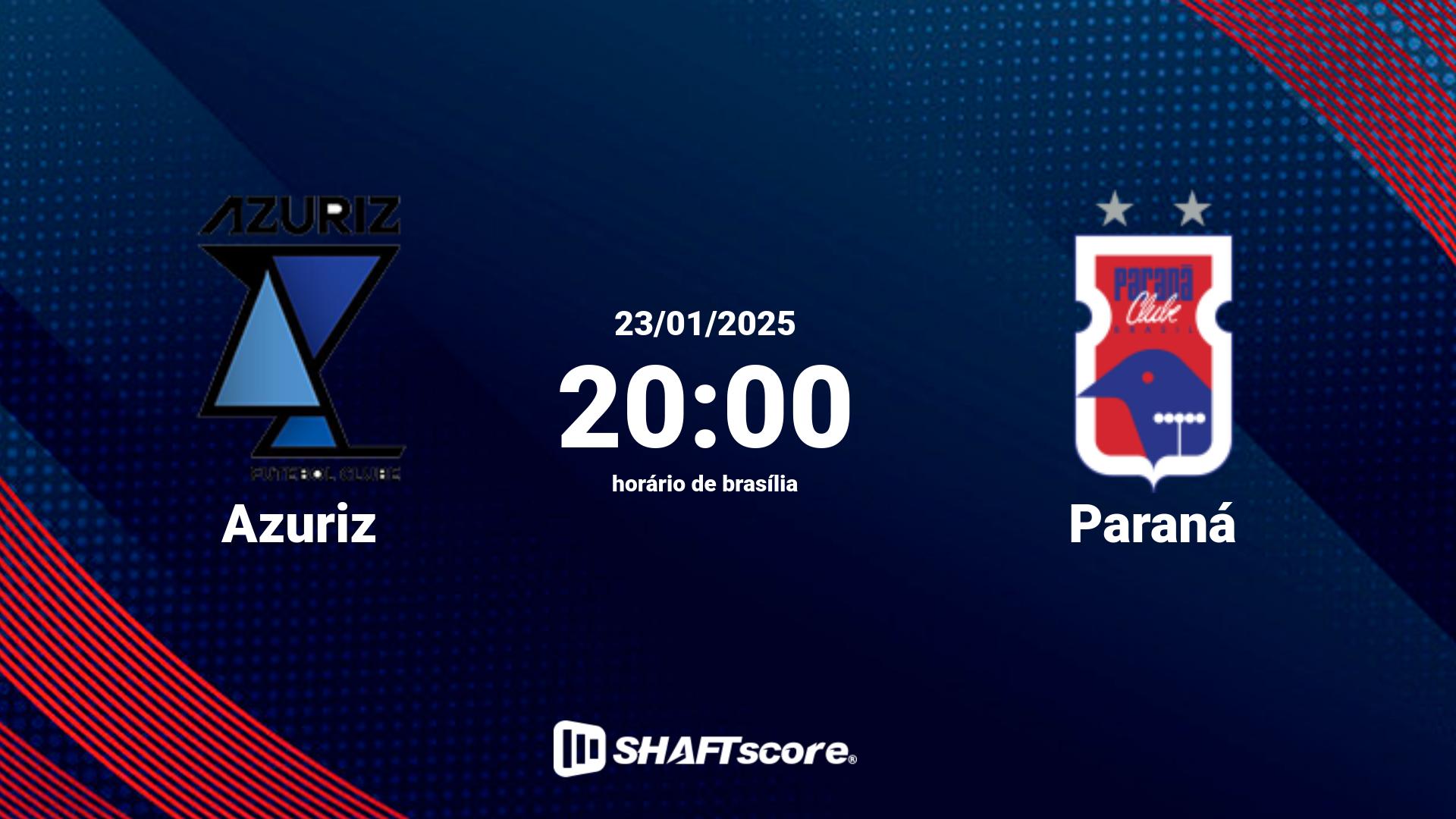 Estatísticas do jogo Azuriz vs Paraná 23.01 20:00