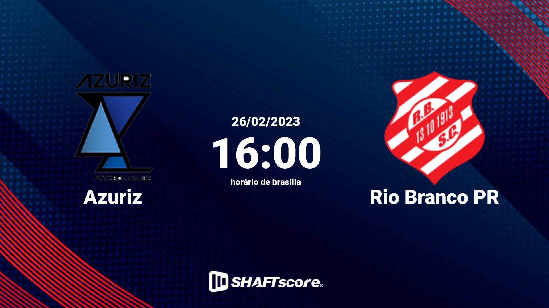 Estatísticas do jogo Azuriz vs Rio Branco PR 26.02 16:00