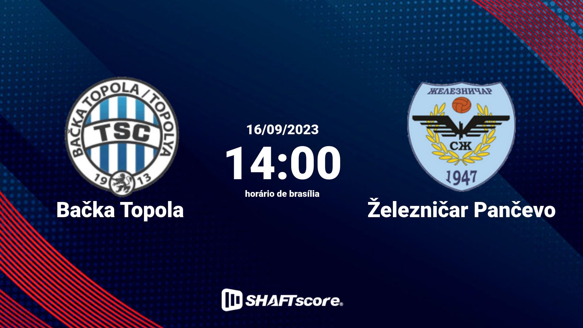 Estatísticas do jogo Bačka Topola vs Železničar Pančevo 16.09 14:00