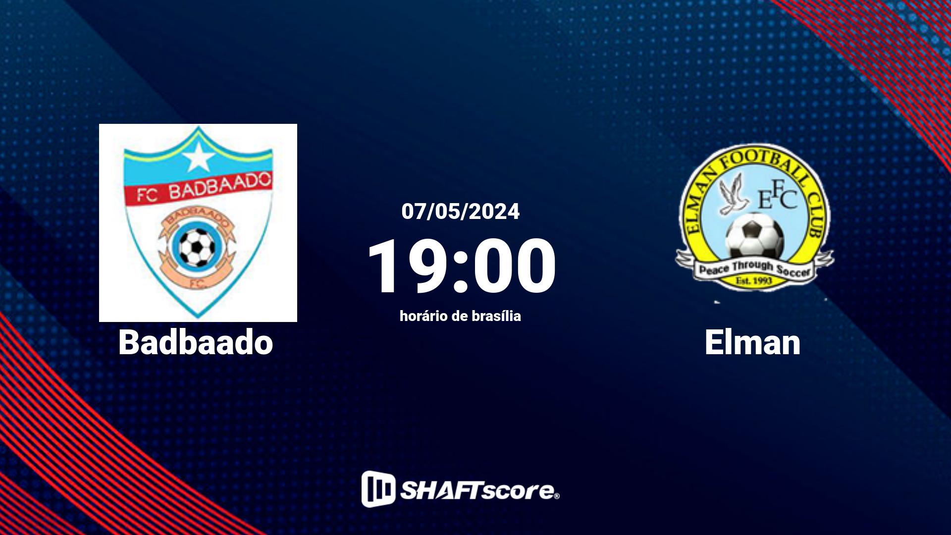 Estatísticas do jogo Badbaado vs Elman 07.05 19:00