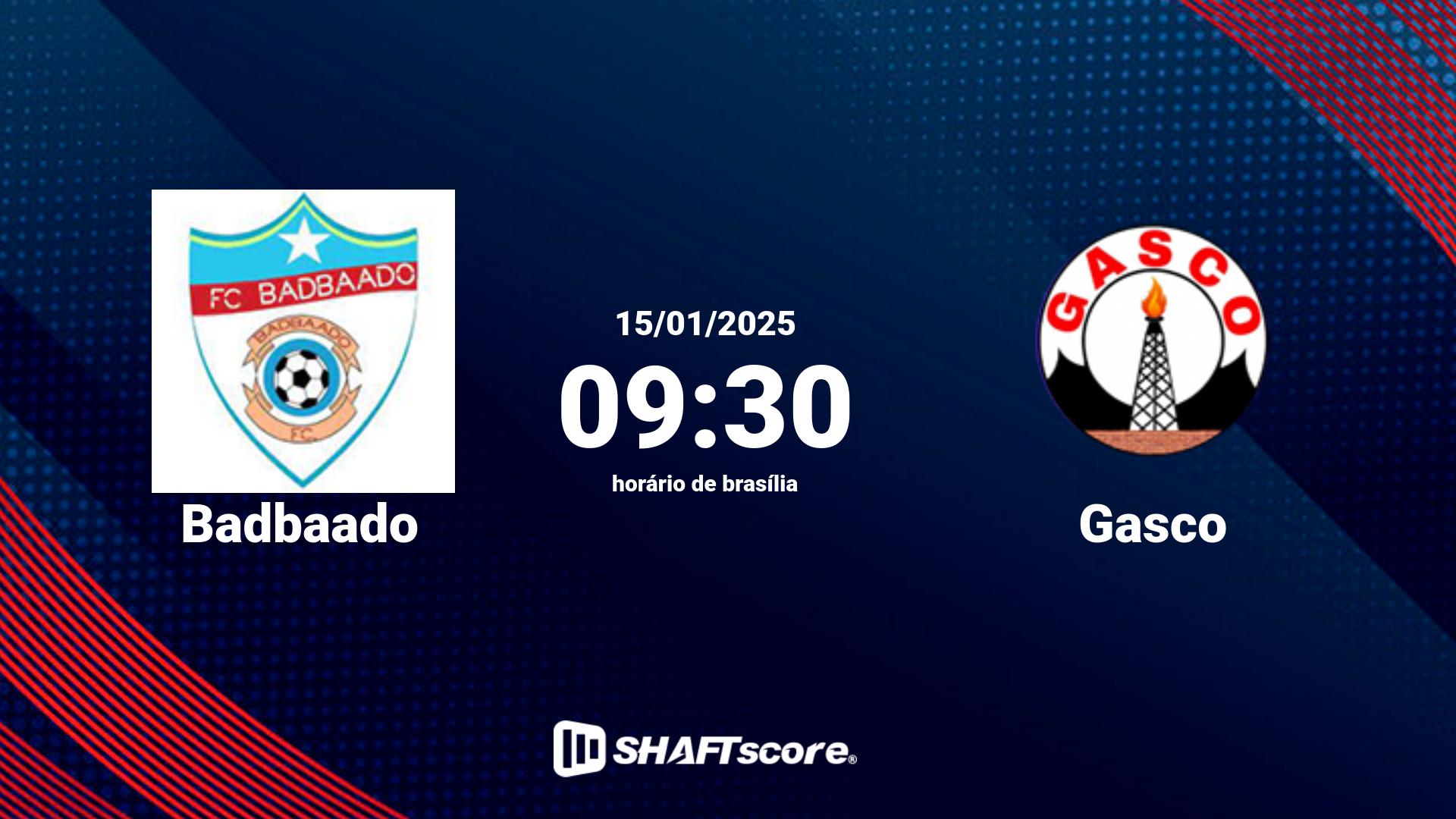 Estatísticas do jogo Badbaado vs Gasco 15.01 09:30