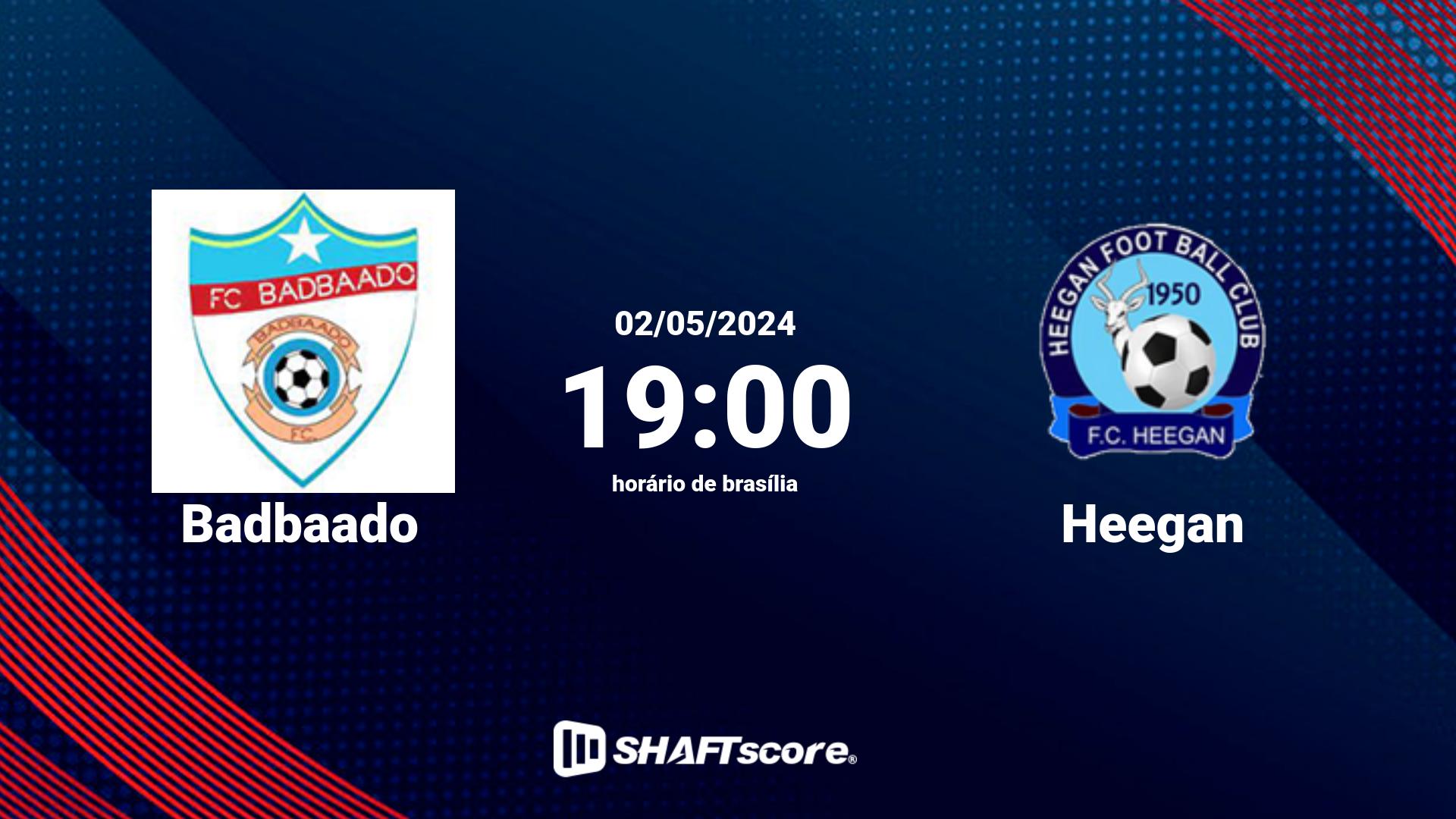 Estatísticas do jogo Badbaado vs Heegan 02.05 19:00