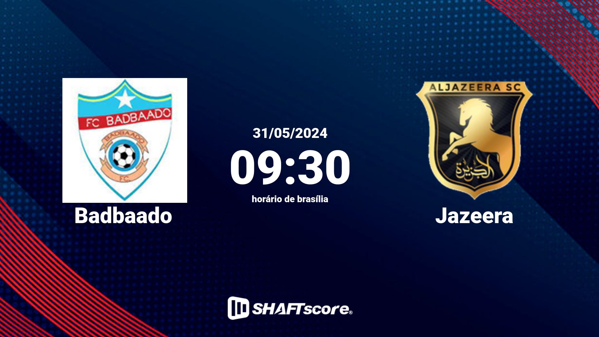 Estatísticas do jogo Badbaado vs Jazeera 31.05 09:30