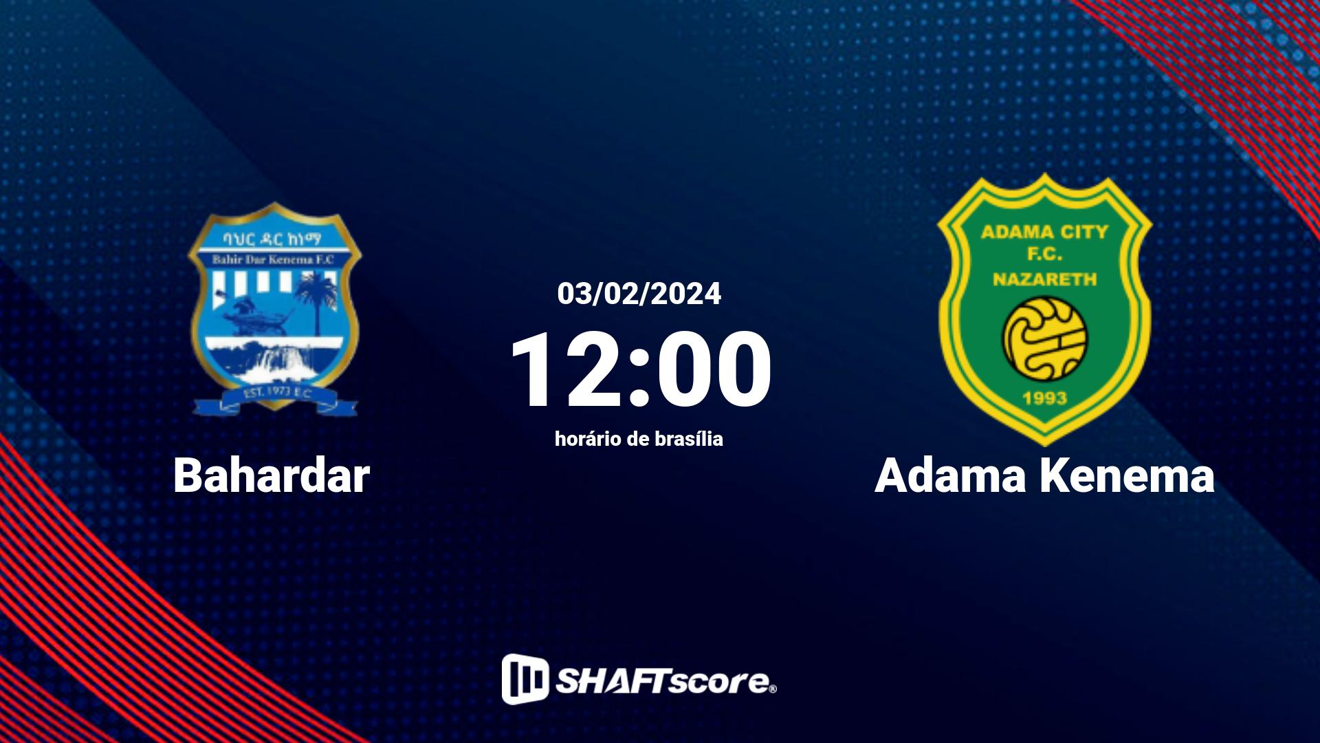 Estatísticas do jogo Bahardar vs Adama Kenema 03.02 12:00