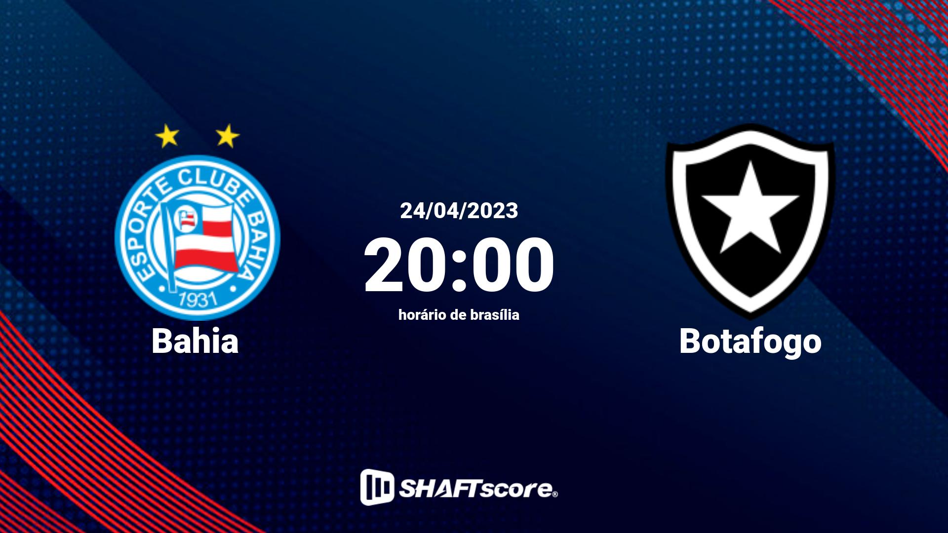 Estatísticas do jogo Bahia vs Botafogo 24.04 20:00