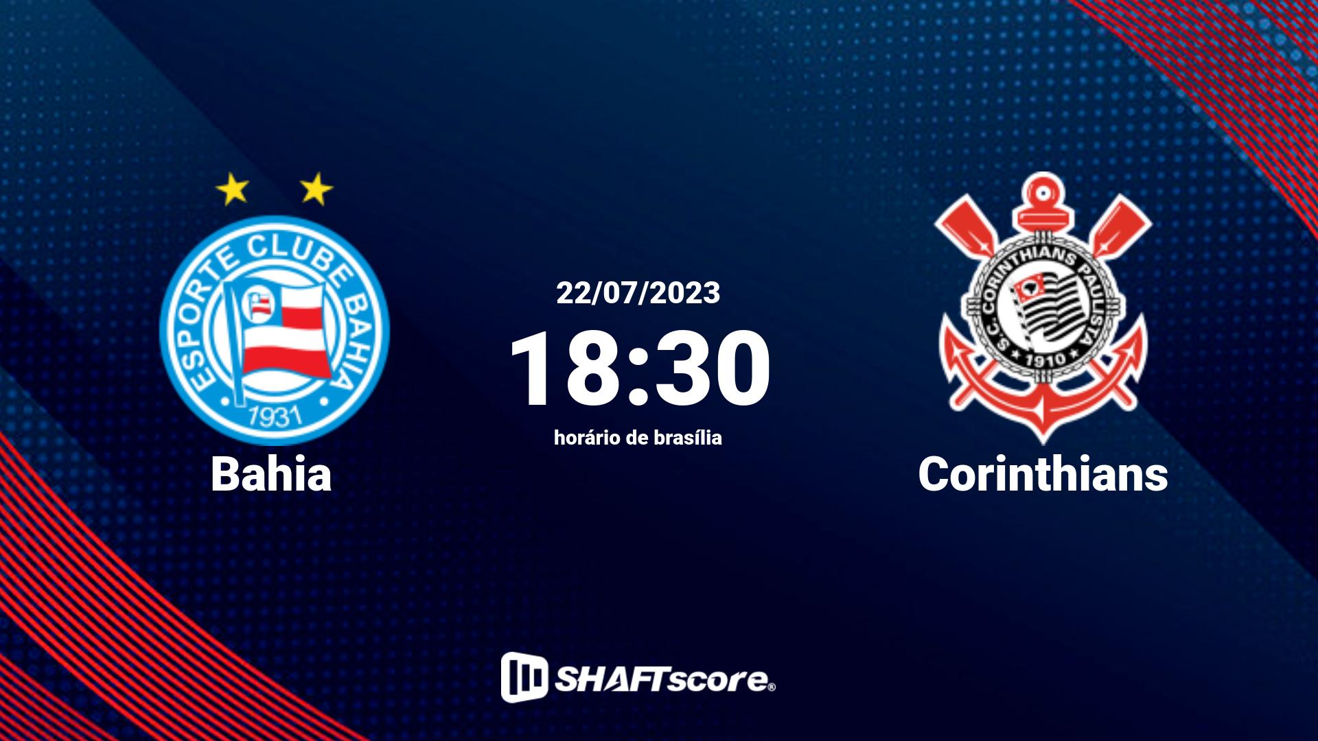 Estatísticas do jogo Bahia vs Corinthians 22.07 18:30