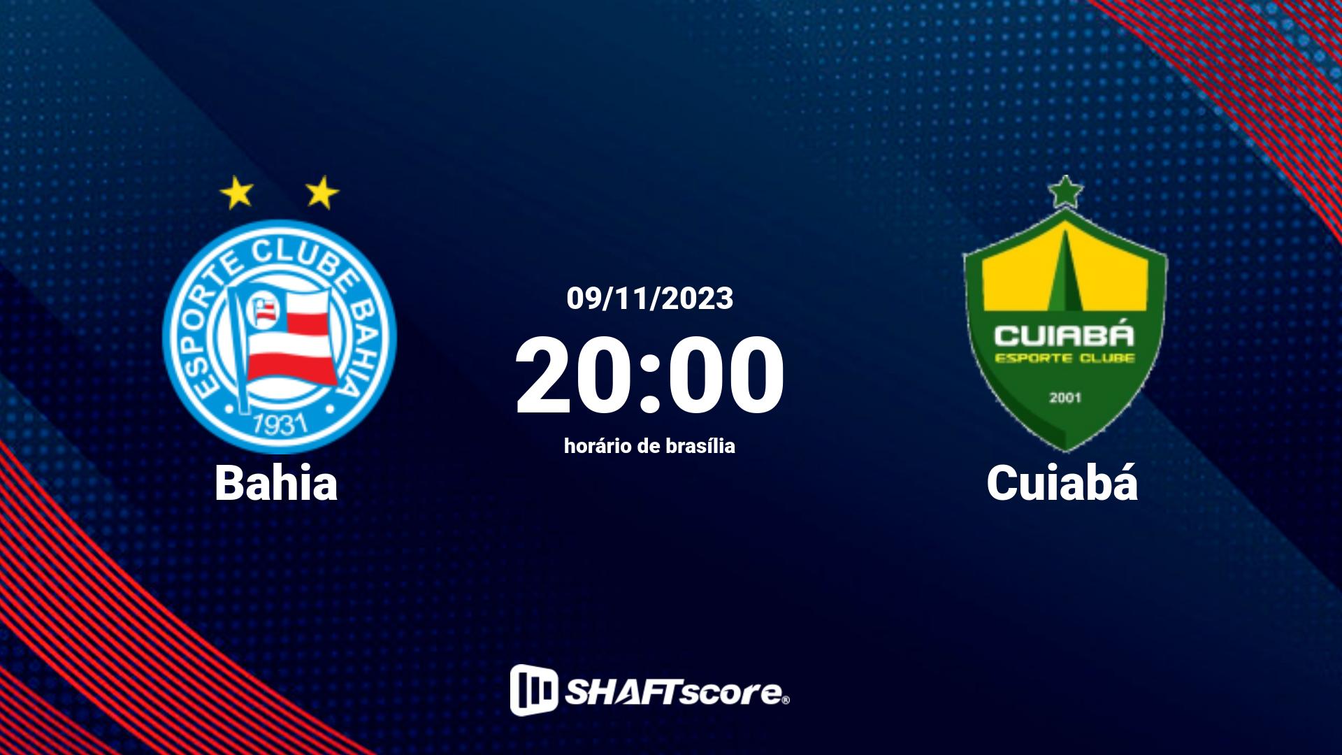 Estatísticas do jogo Bahia vs Cuiabá 09.11 20:00