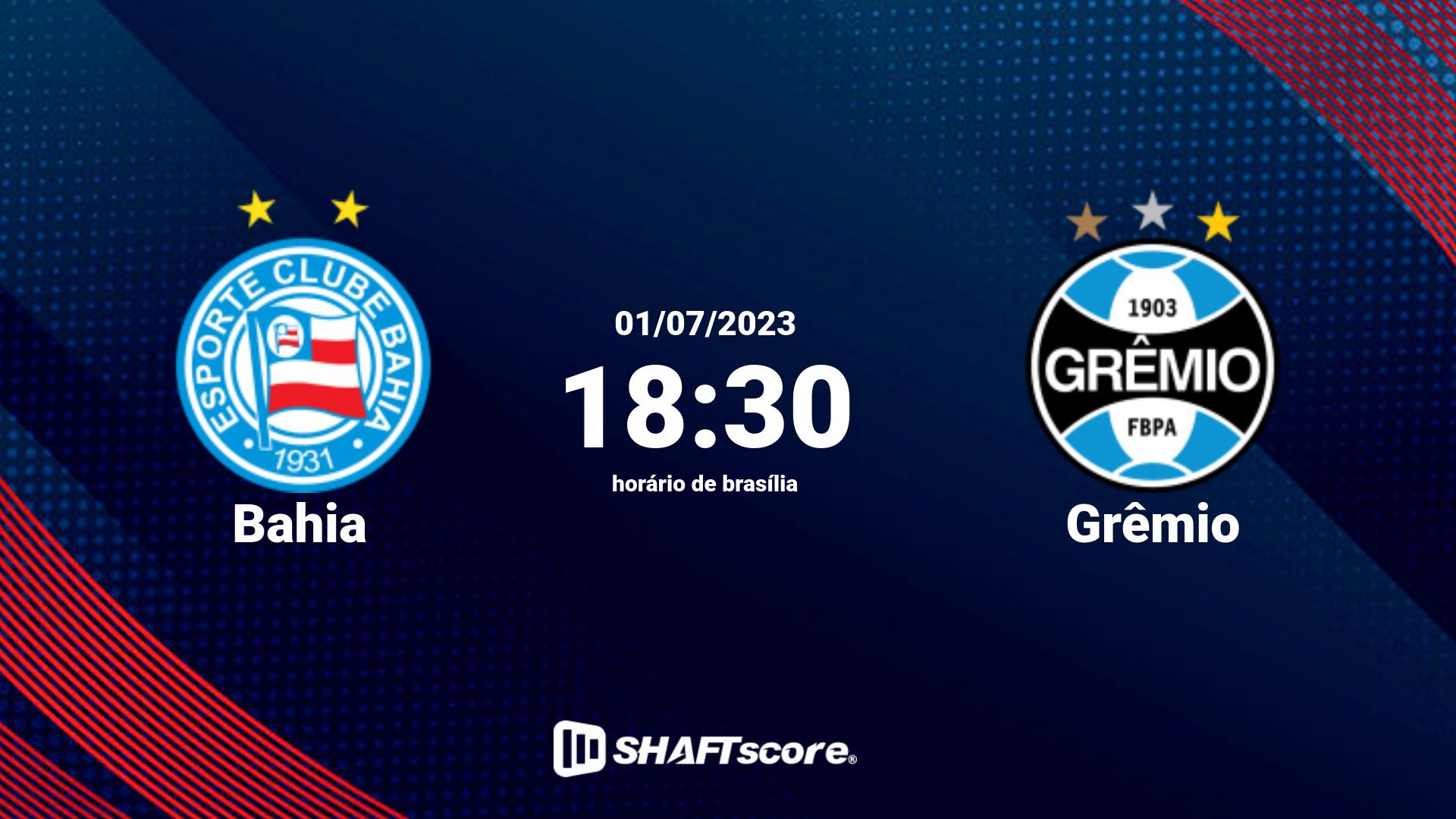 Estatísticas do jogo Bahia vs Grêmio 01.07 18:30