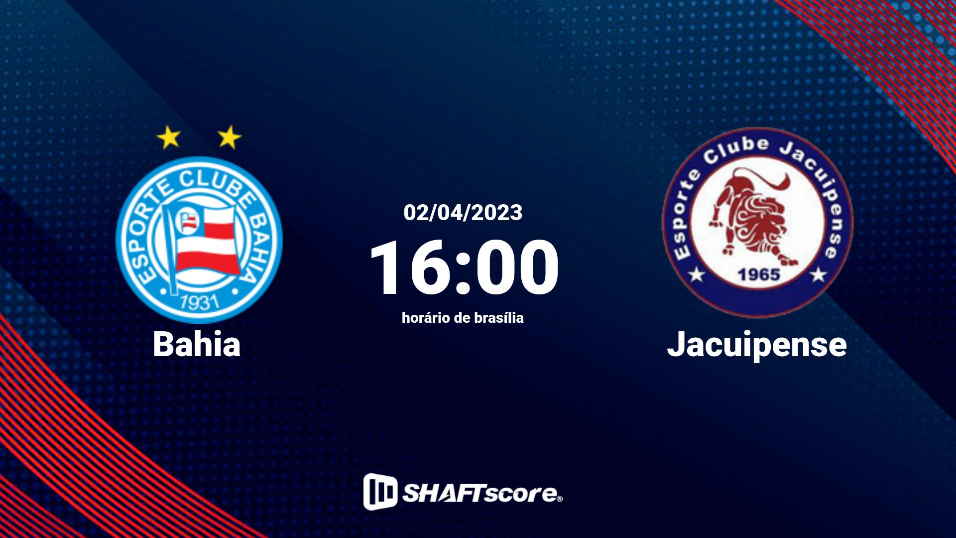 Estatísticas do jogo Bahia vs Jacuipense 02.04 16:00