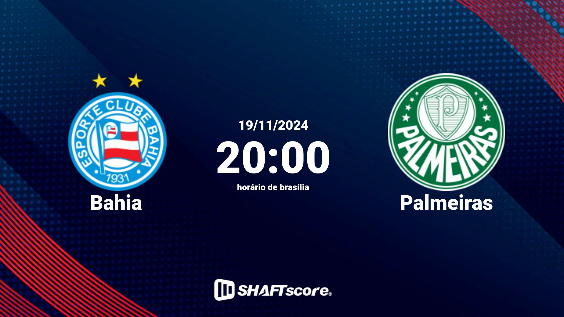 Estatísticas do jogo Bahia vs Palmeiras 19.11 20:00