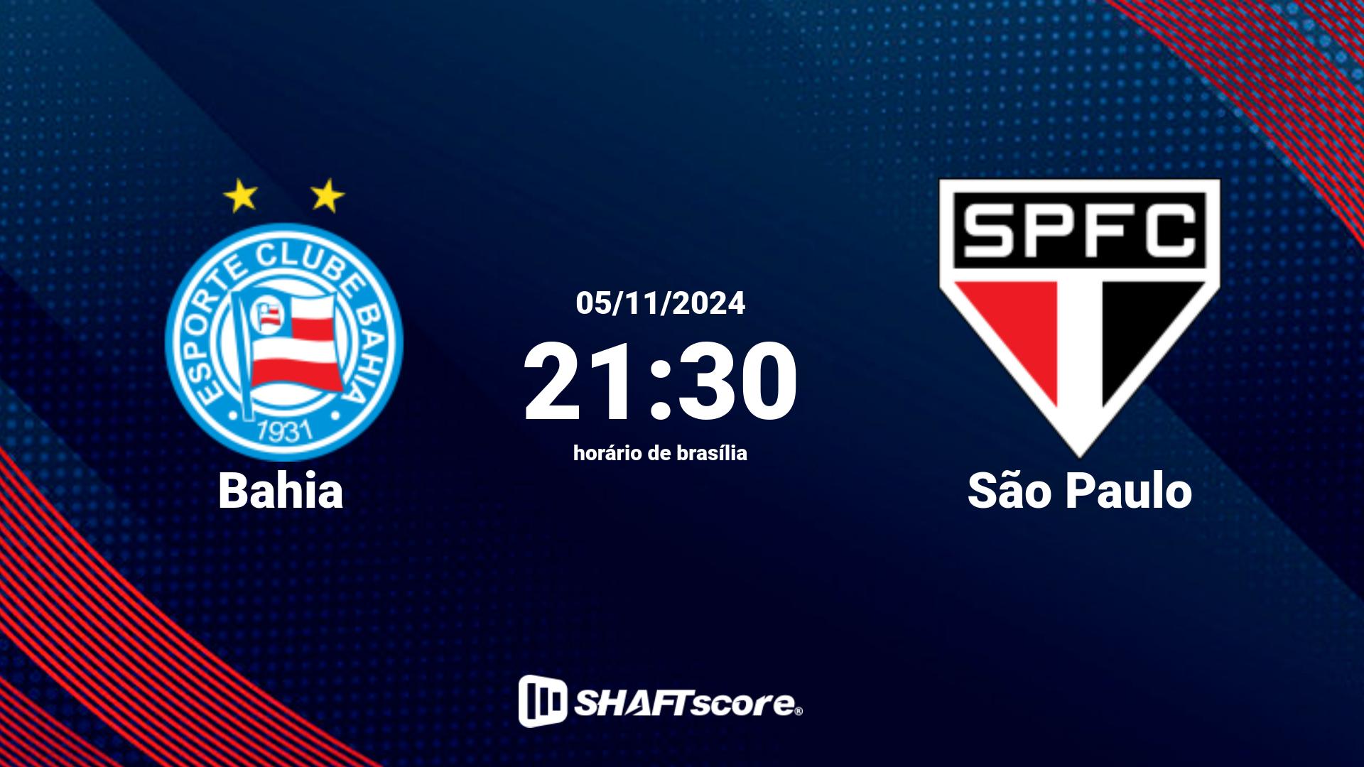 Estatísticas do jogo Bahia vs São Paulo 05.11 21:30