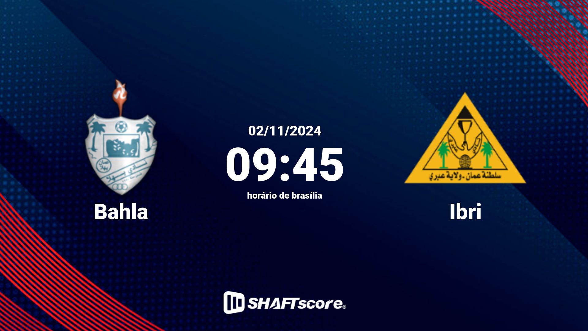 Estatísticas do jogo Bahla vs Ibri 02.11 09:45