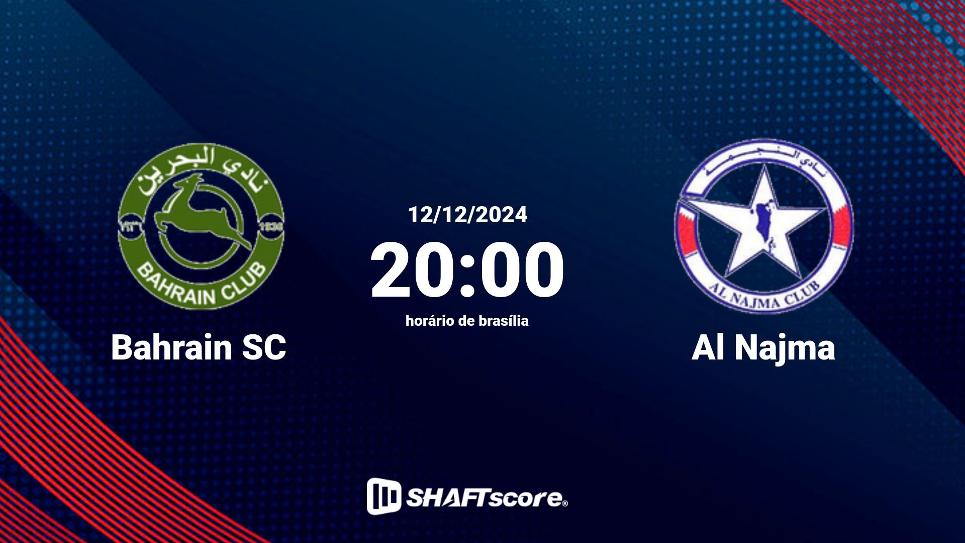 Estatísticas do jogo Bahrain SC vs Al Najma 12.12 20:00