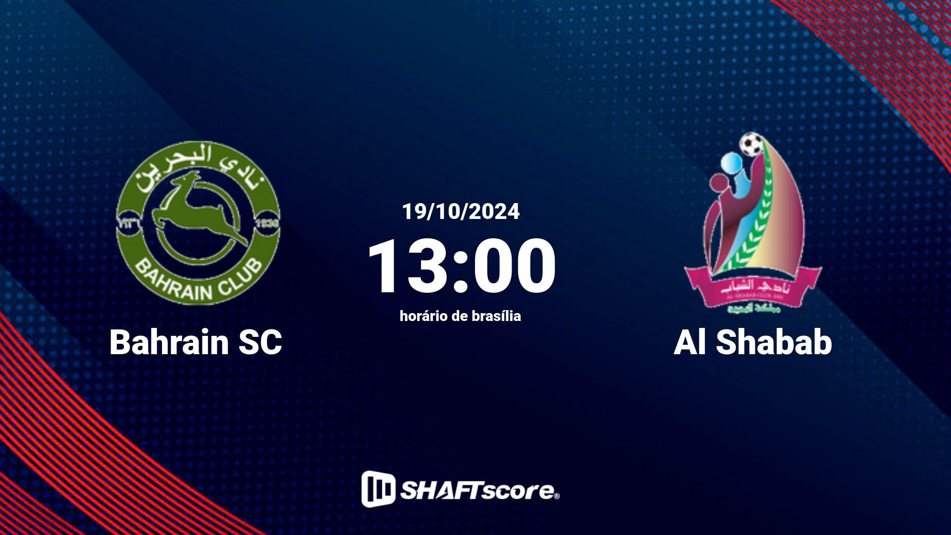 Estatísticas do jogo Bahrain SC vs Al Shabab 19.10 13:00