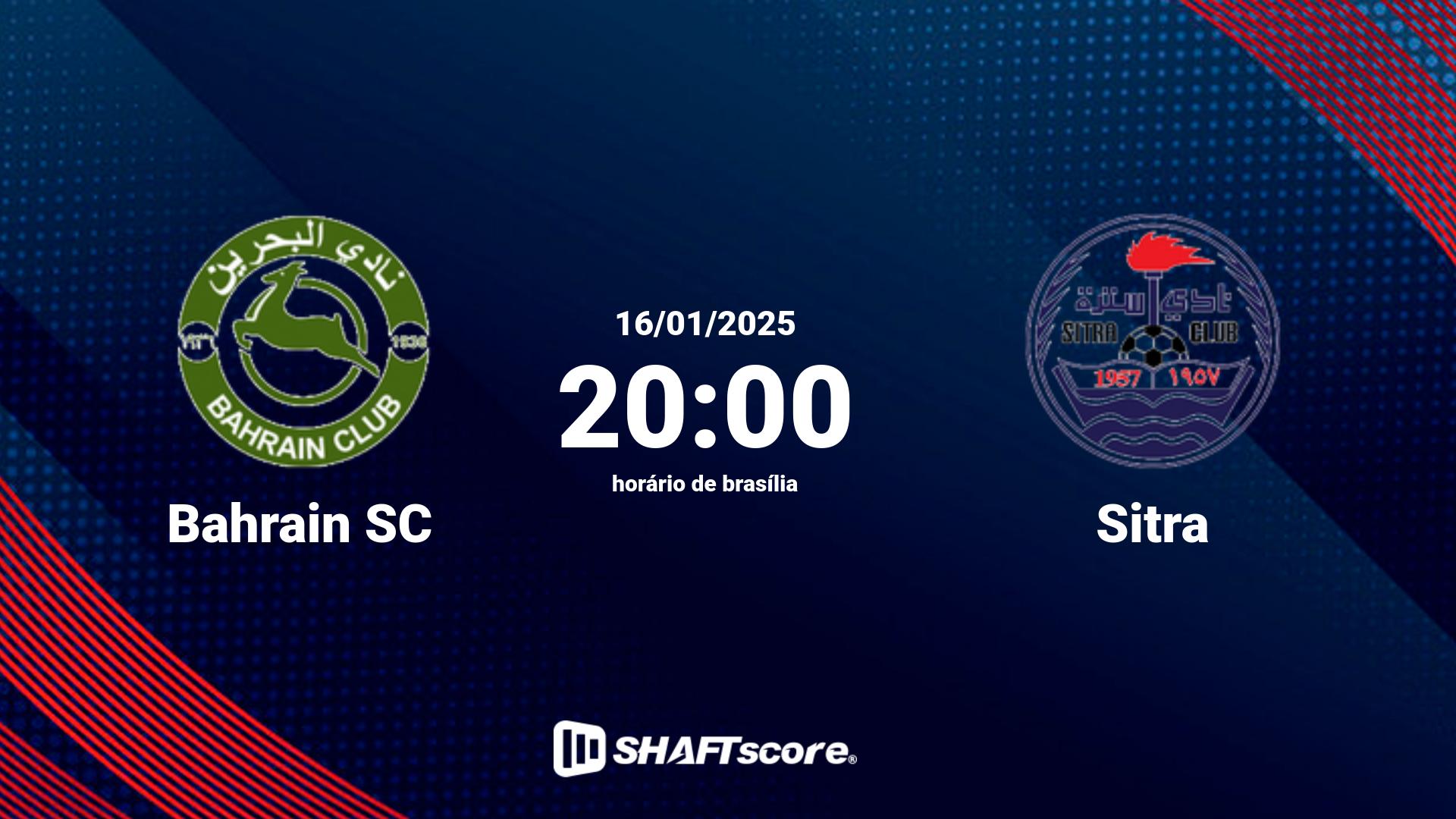 Estatísticas do jogo Bahrain SC vs Sitra 16.01 20:00