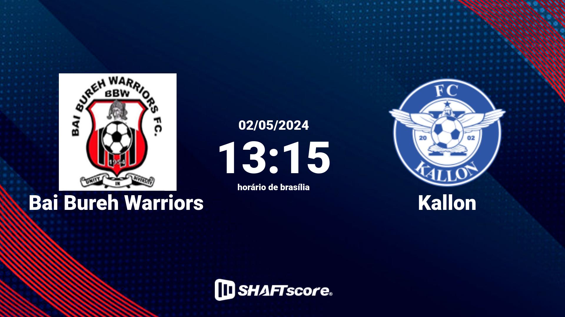 Estatísticas do jogo Bai Bureh Warriors vs Kallon 02.05 13:15