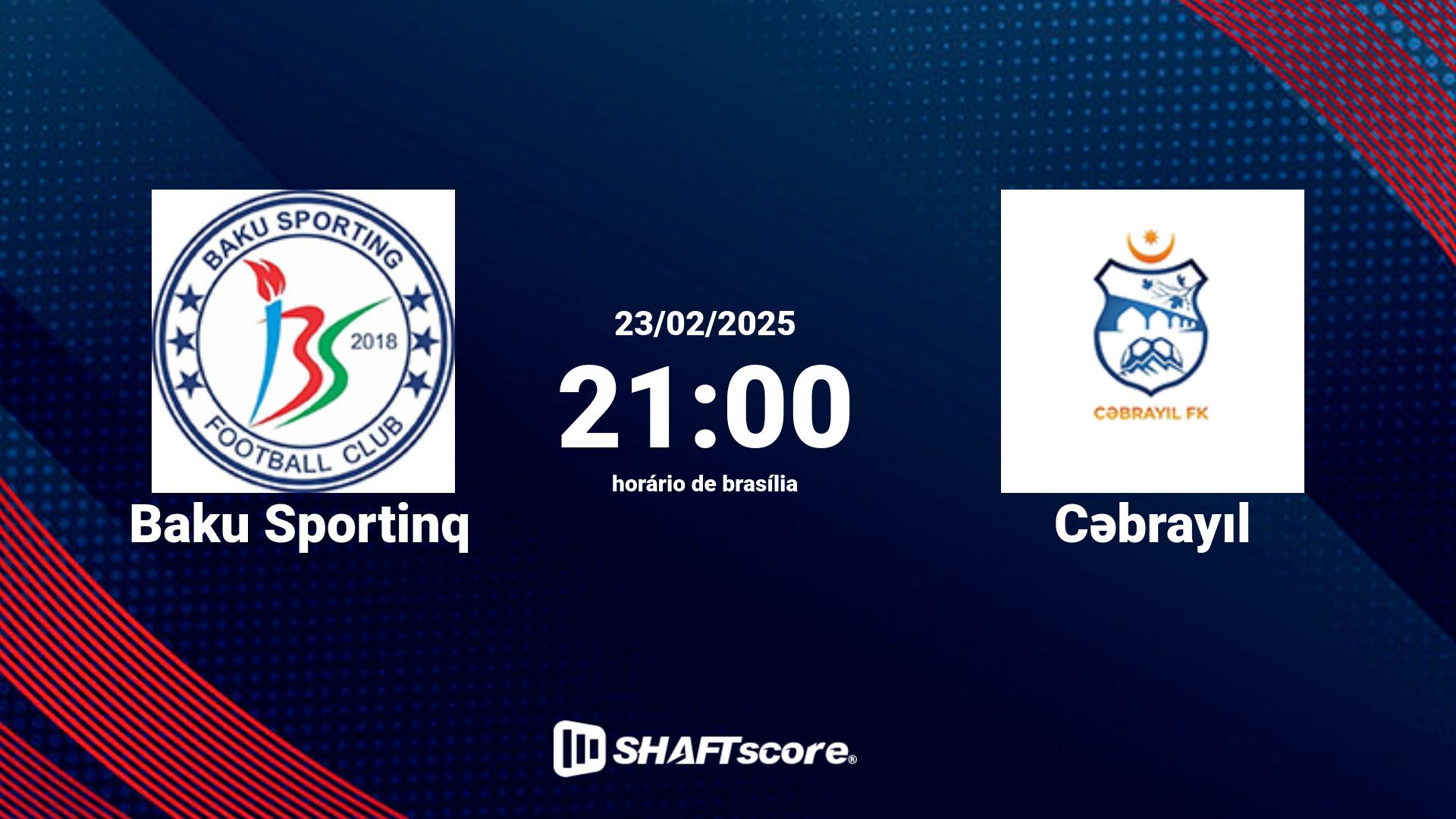 Estatísticas do jogo Baku Sportinq vs Cəbrayıl 23.02 21:00