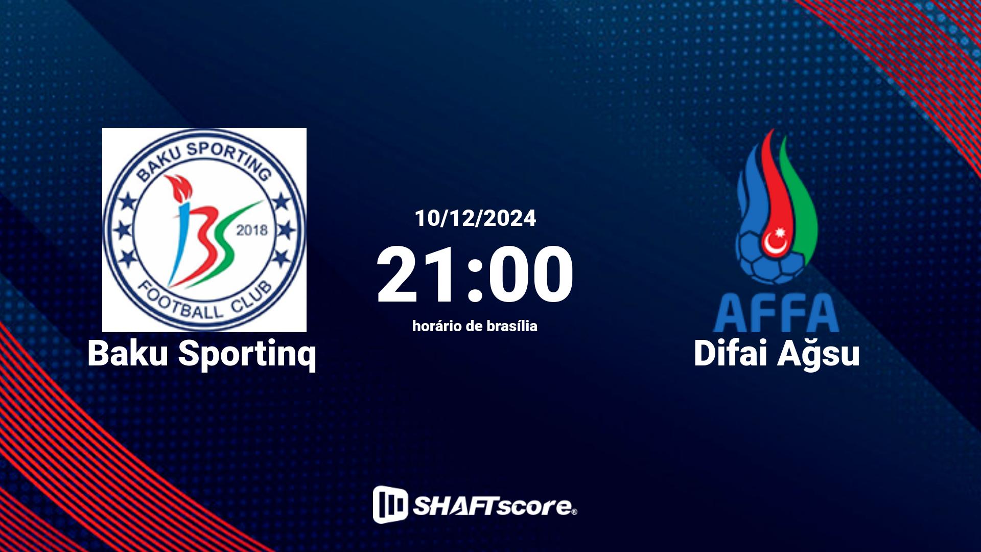 Estatísticas do jogo Baku Sportinq vs Difai Ağsu 10.12 21:00