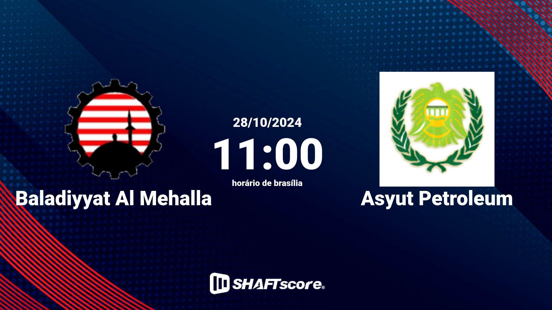 Estatísticas do jogo Baladiyyat Al Mehalla vs Asyut Petroleum 28.10 11:00