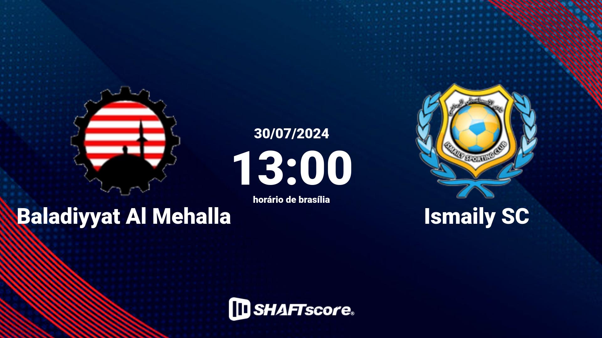 Estatísticas do jogo Baladiyyat Al Mehalla vs Ismaily SC 30.07 13:00