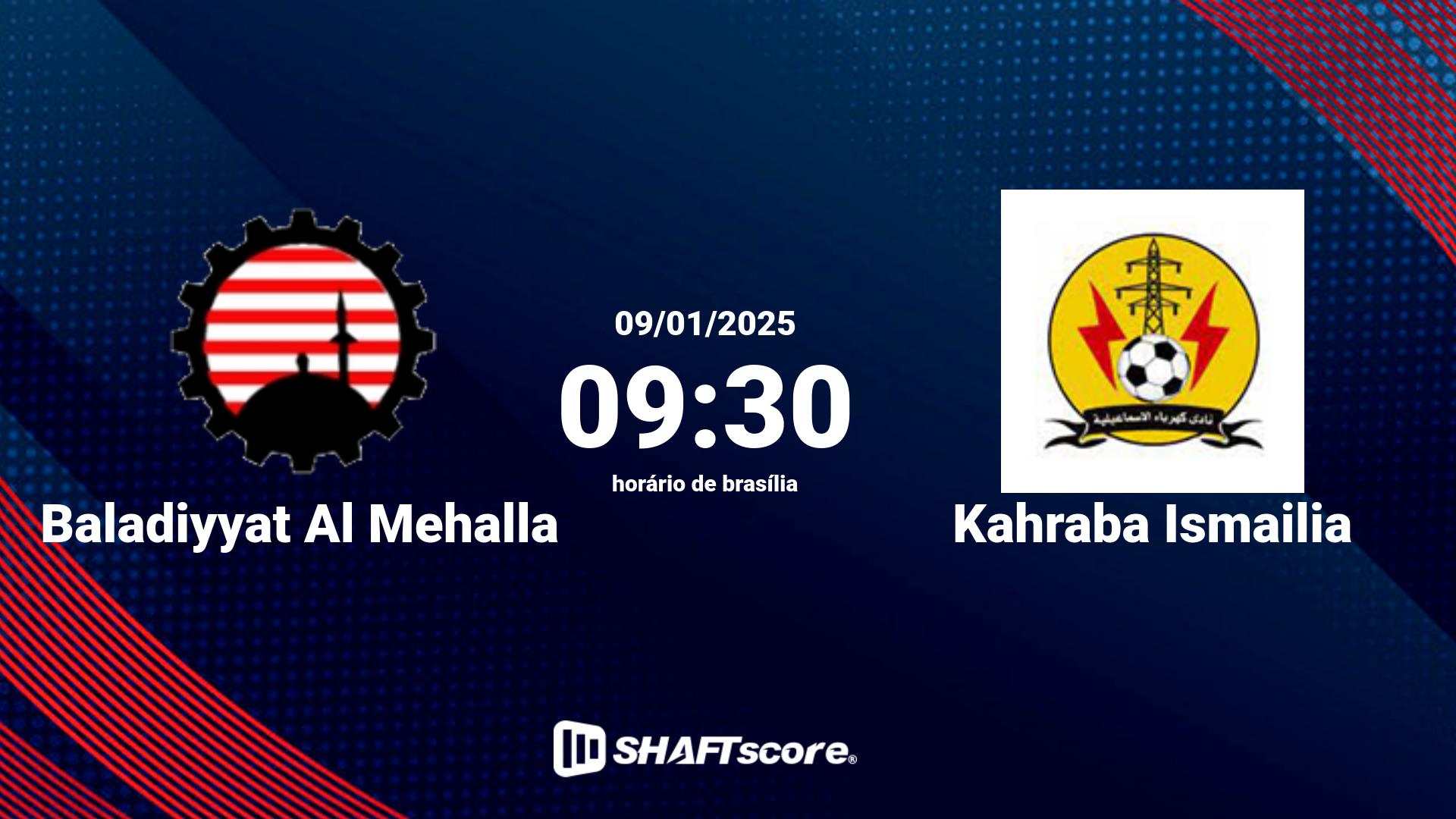 Estatísticas do jogo Baladiyyat Al Mehalla vs Kahraba Ismailia 09.01 09:30