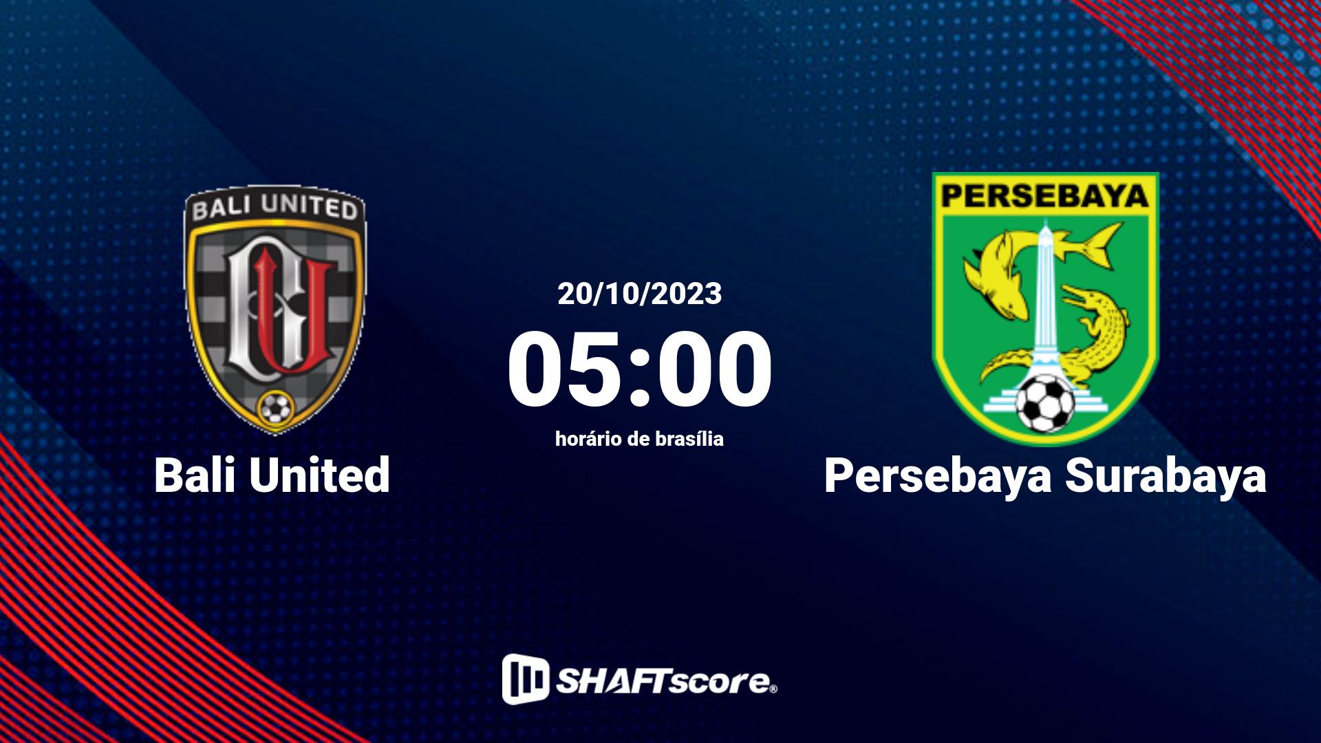 Estatísticas do jogo Bali United vs Persebaya Surabaya 20.10 05:00