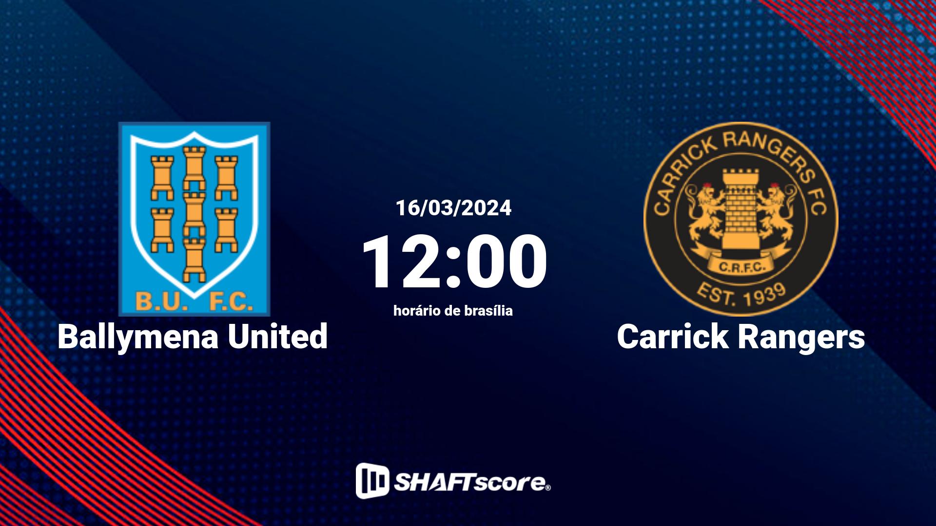 Estatísticas do jogo Ballymena United vs Carrick Rangers 16.03 12:00