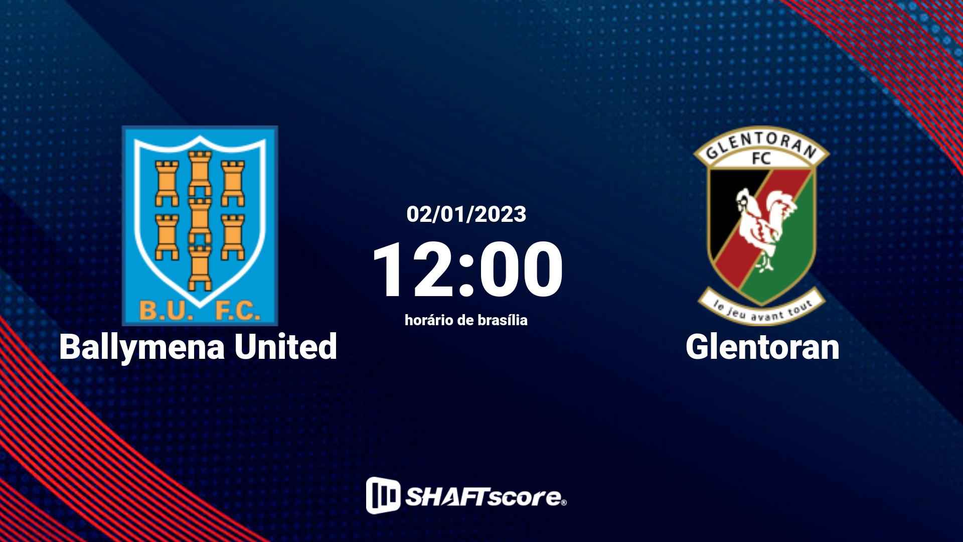 Estatísticas do jogo Ballymena United vs Glentoran 02.01 12:00