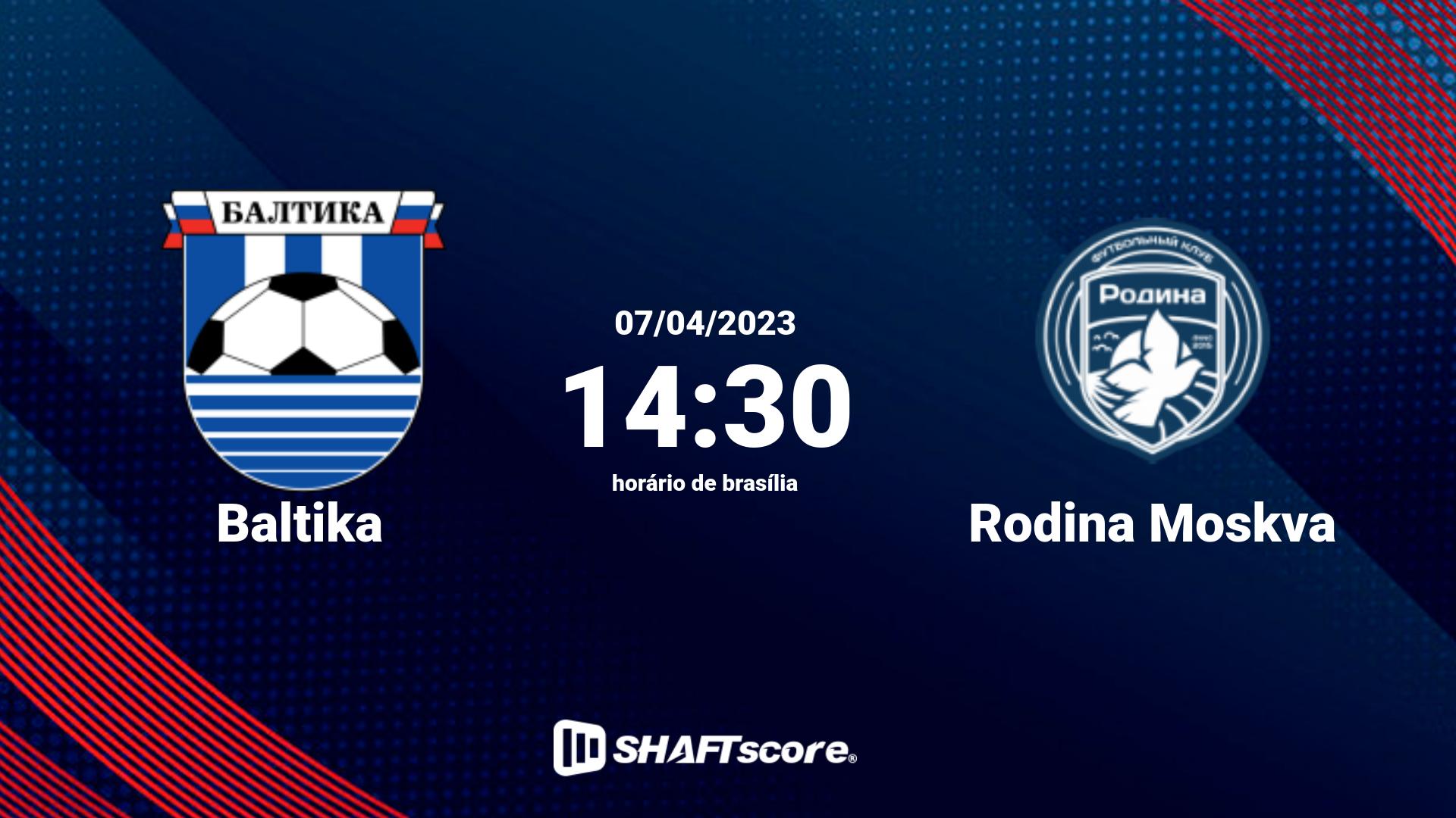 Estatísticas do jogo Baltika vs Rodina Moskva 07.04 14:30