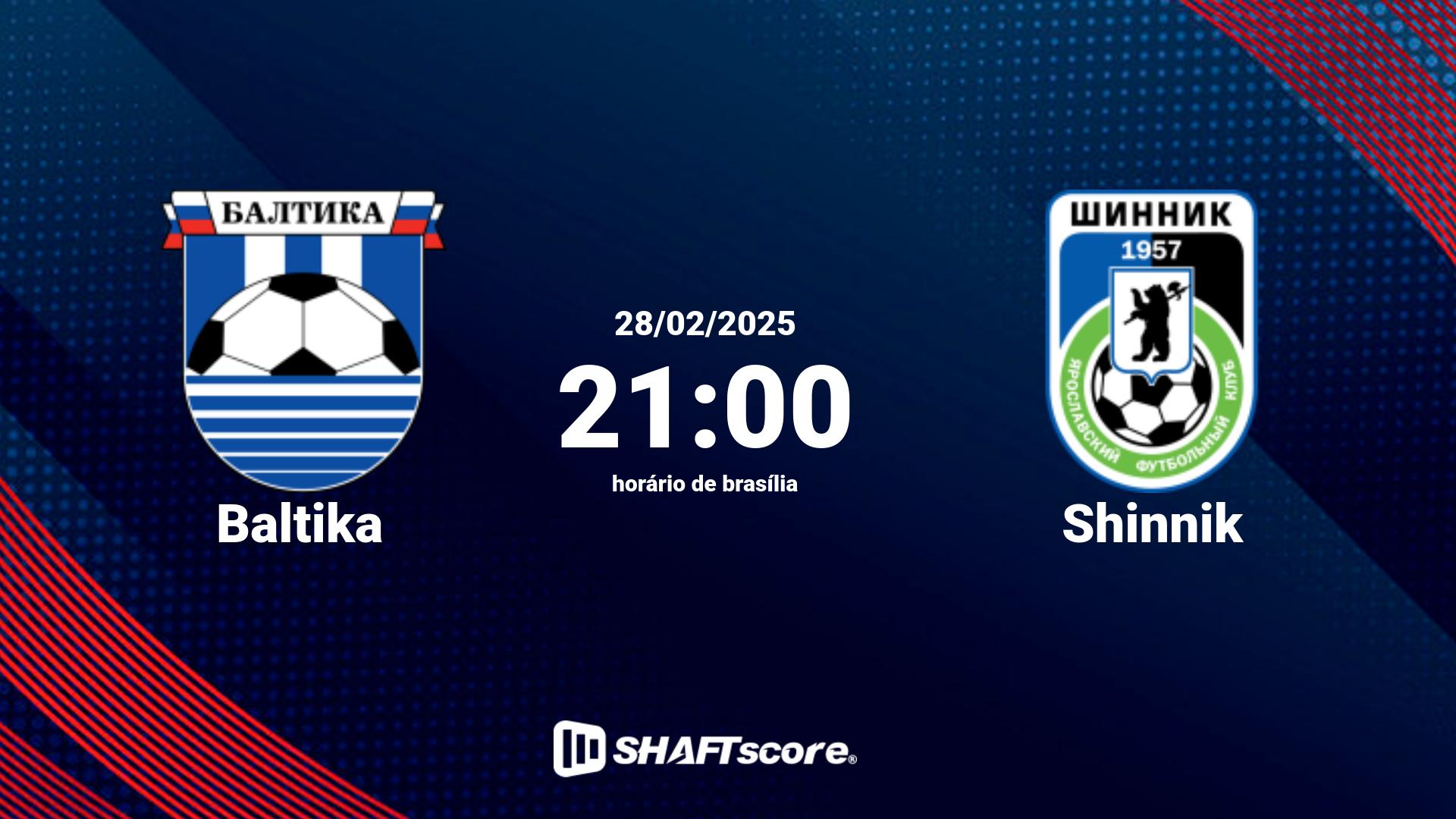 Estatísticas do jogo Baltika vs Shinnik 28.02 21:00