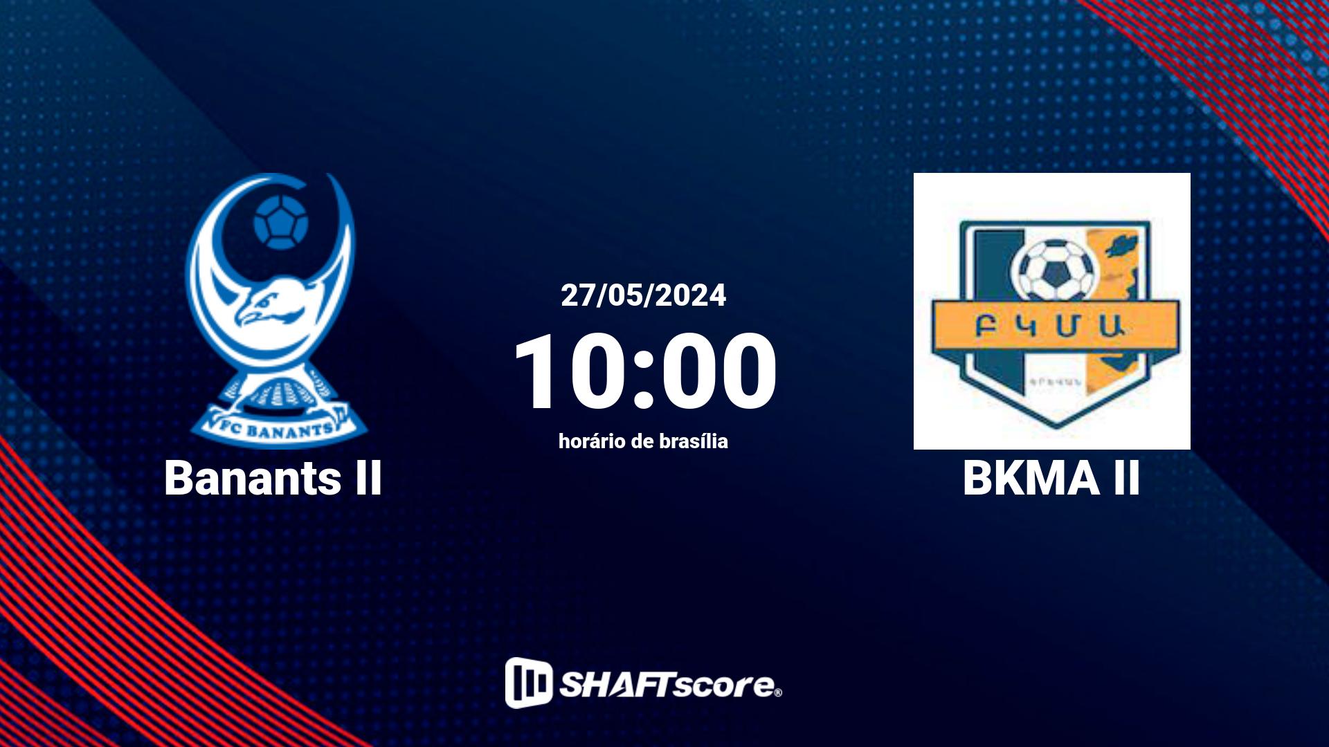 Estatísticas do jogo Banants II vs BKMA II 27.05 10:00