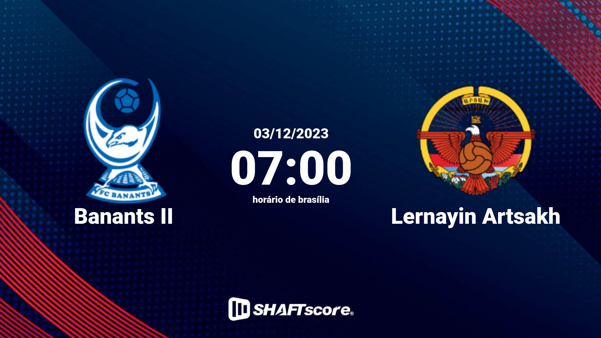 Estatísticas do jogo Banants II vs Lernayin Artsakh 03.12 07:00