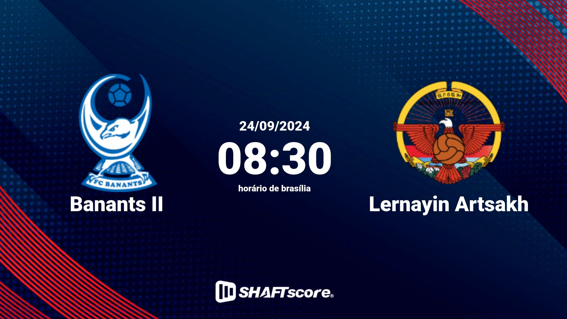 Estatísticas do jogo Banants II vs Lernayin Artsakh 24.09 08:30