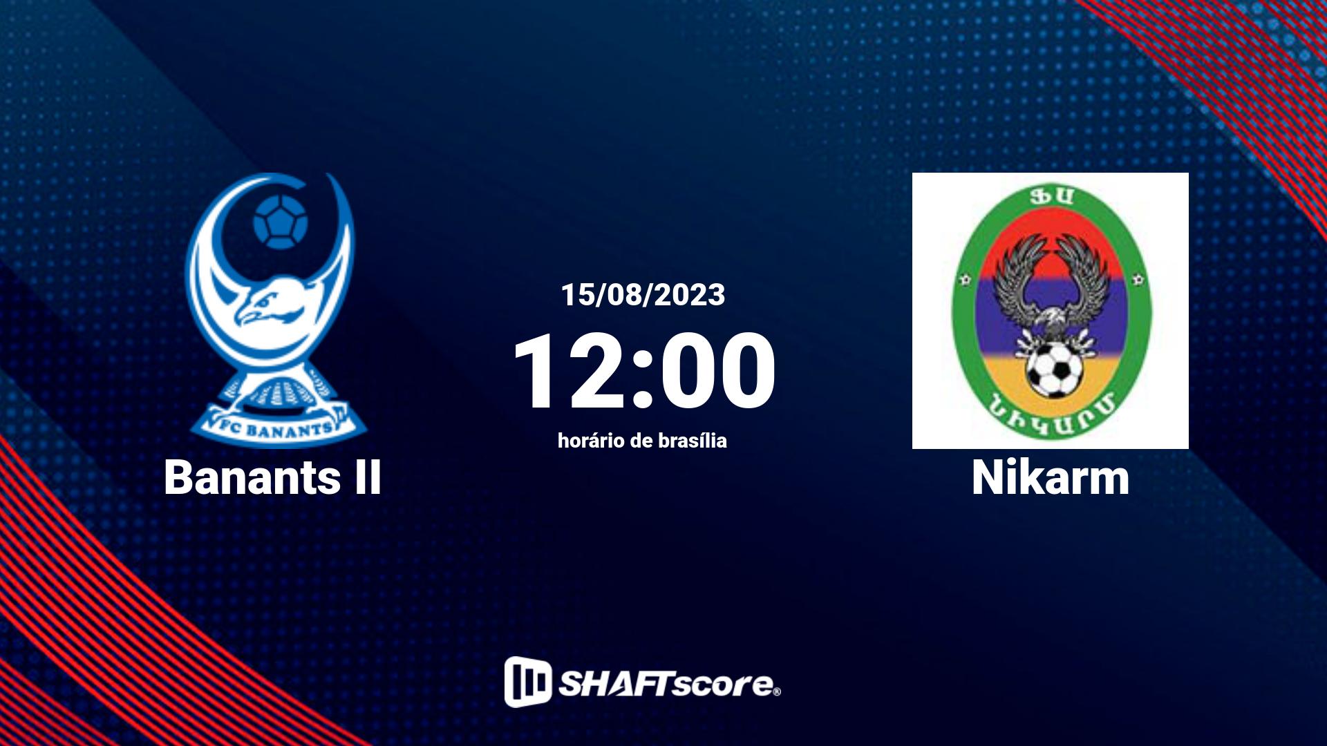 Estatísticas do jogo Banants II vs Nikarm 15.08 12:00