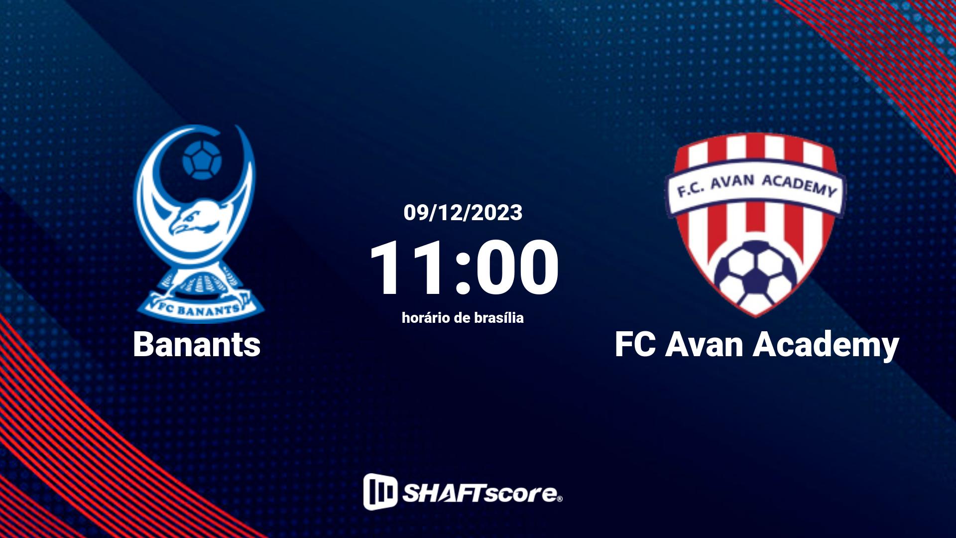 Estatísticas do jogo Banants vs FC Avan Academy 09.12 11:00