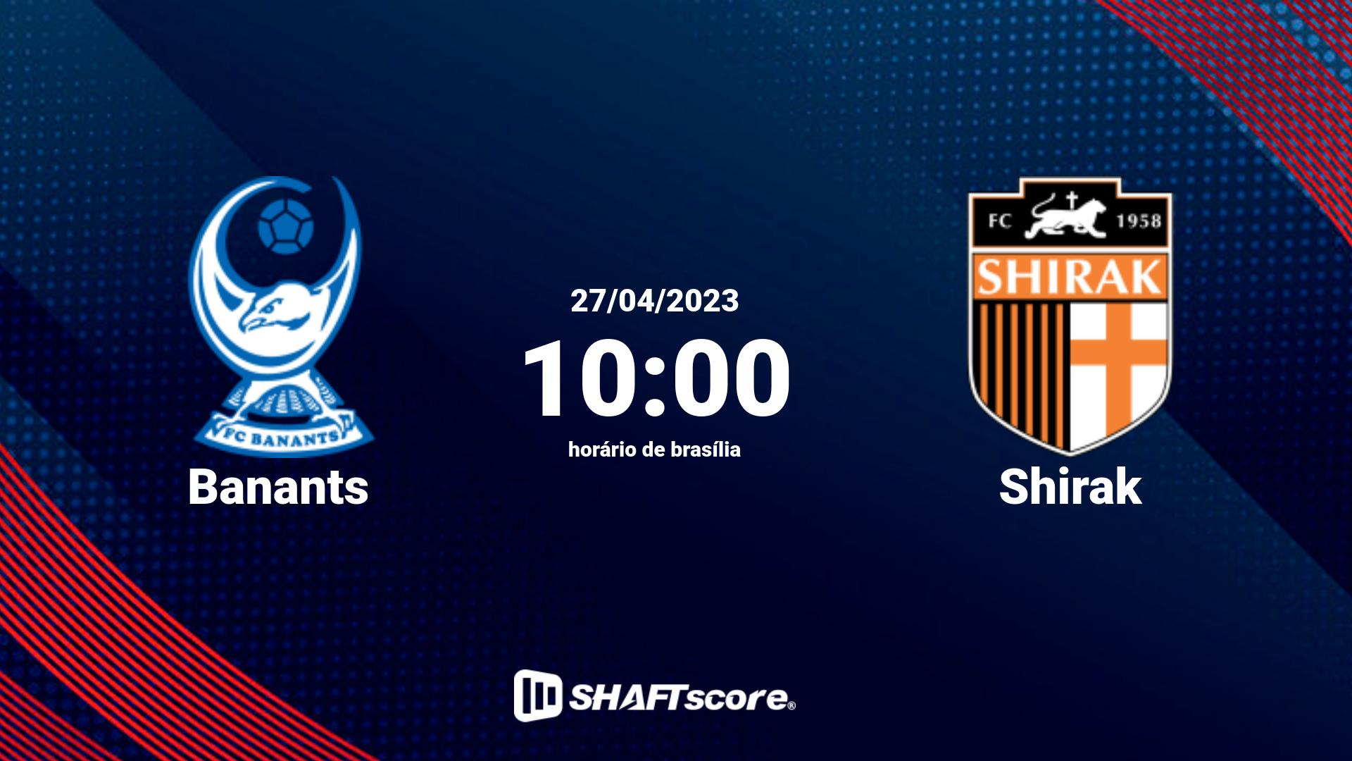 Estatísticas do jogo Banants vs Shirak 27.04 10:00