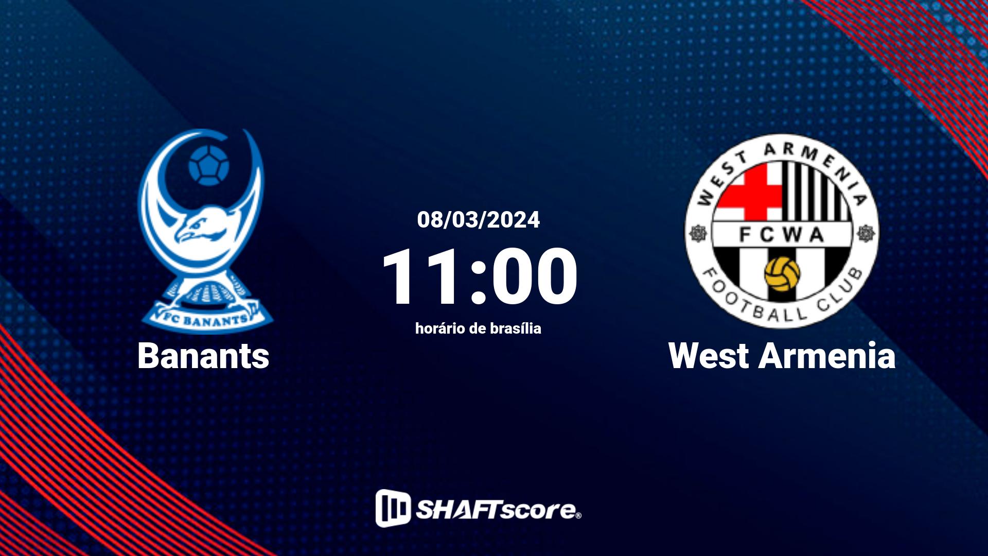 Estatísticas do jogo Banants vs West Armenia 08.03 11:00