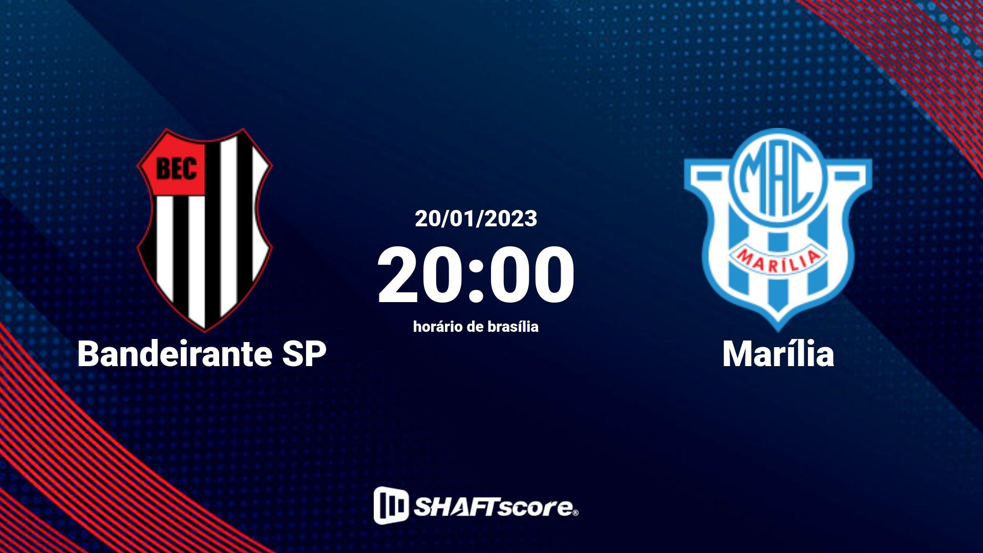 Estatísticas do jogo Bandeirante SP vs Marília 20.01 20:00