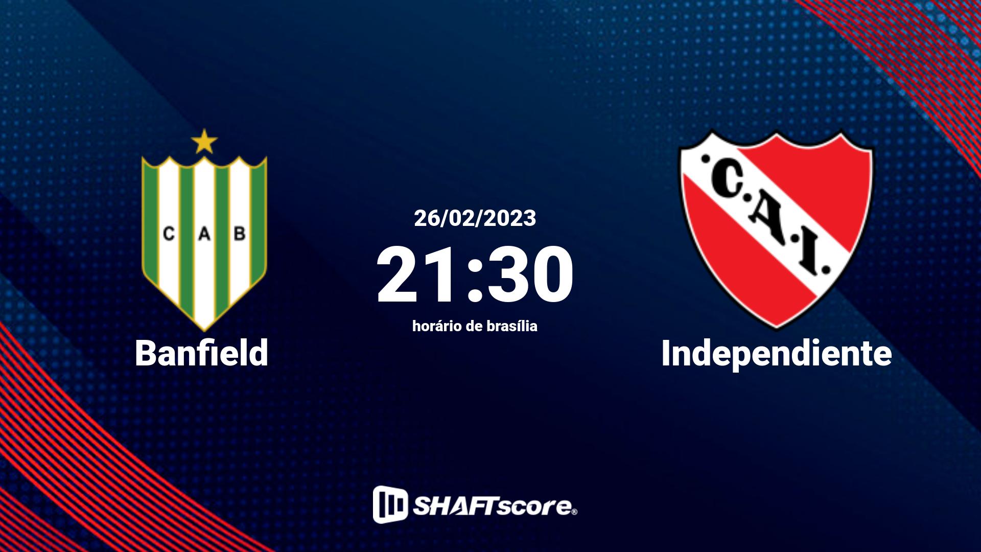 Estatísticas do jogo Banfield vs Independiente 26.02 21:30