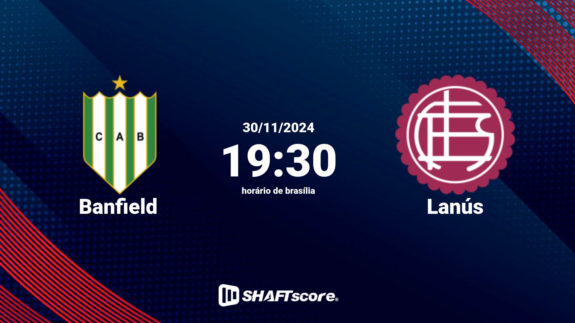 Estatísticas do jogo Banfield vs Lanús 30.11 19:30