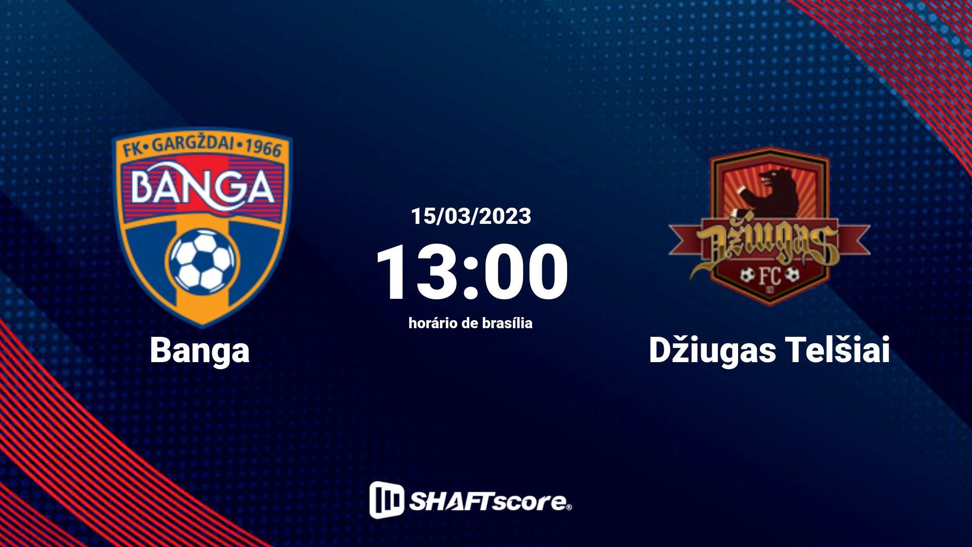 Estatísticas do jogo Banga vs Džiugas Telšiai 15.03 13:00