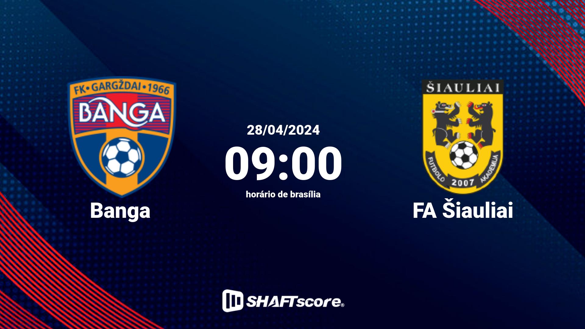 Estatísticas do jogo Banga vs FA Šiauliai 28.04 09:00