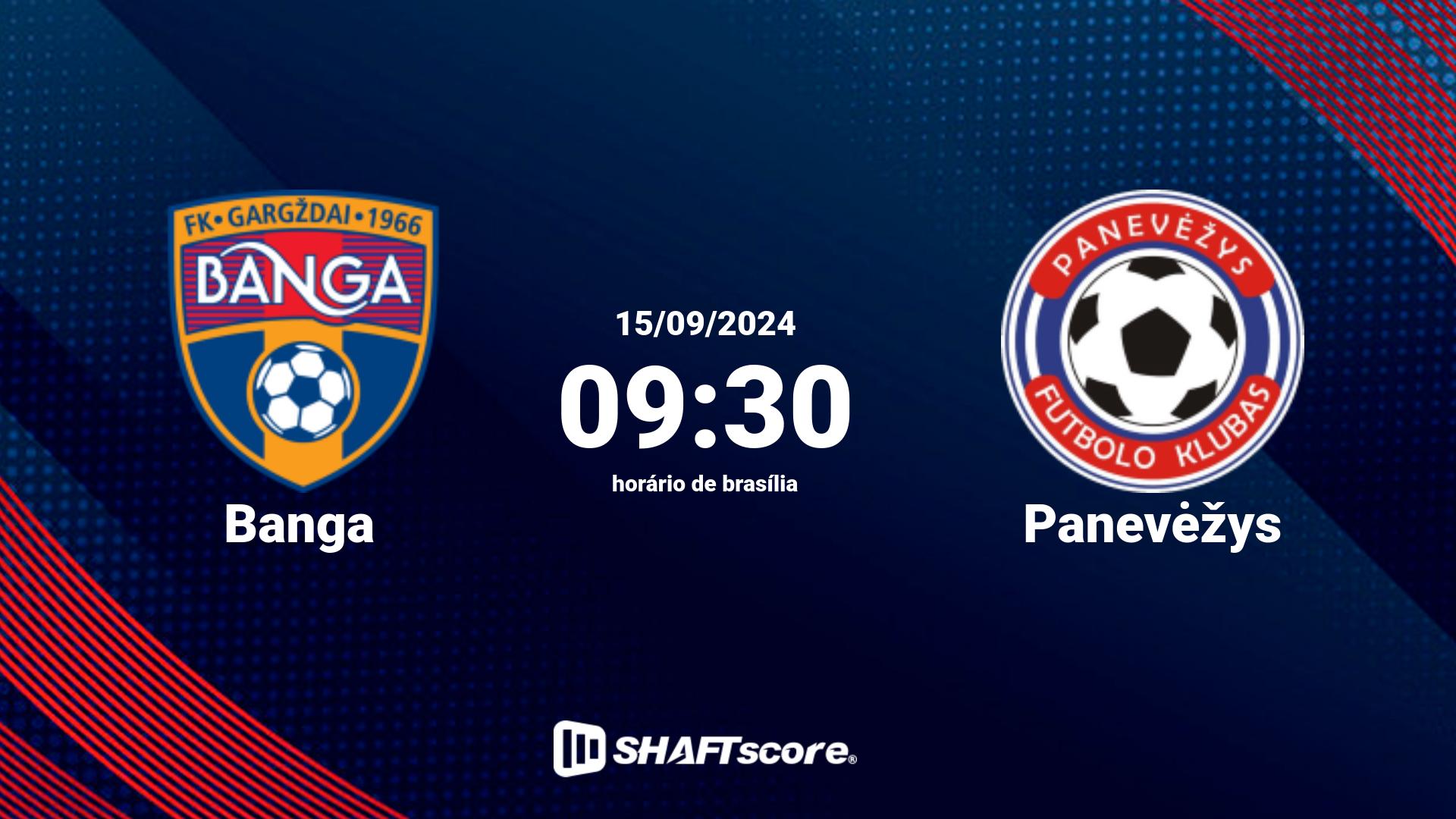 Estatísticas do jogo Banga vs Panevėžys 15.09 09:30