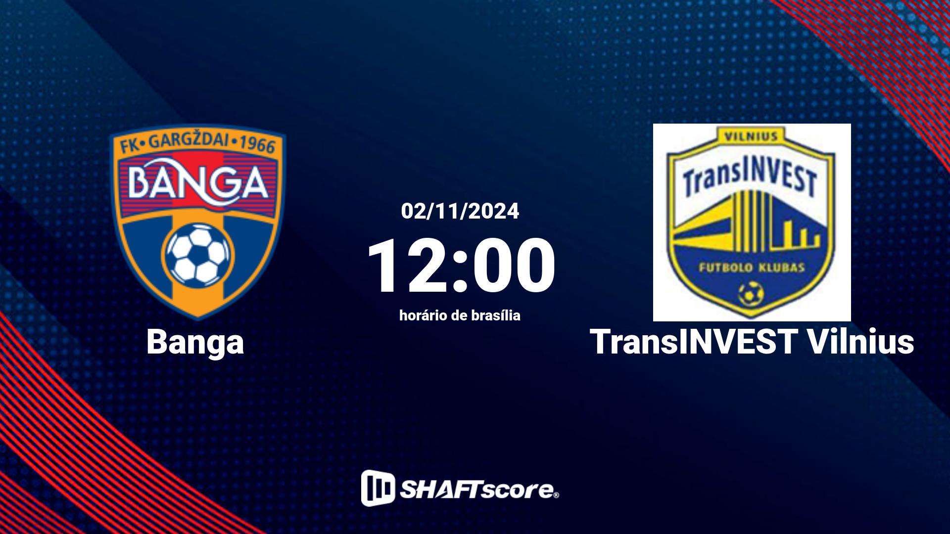 Estatísticas do jogo Banga vs TransINVEST Vilnius 02.11 12:00