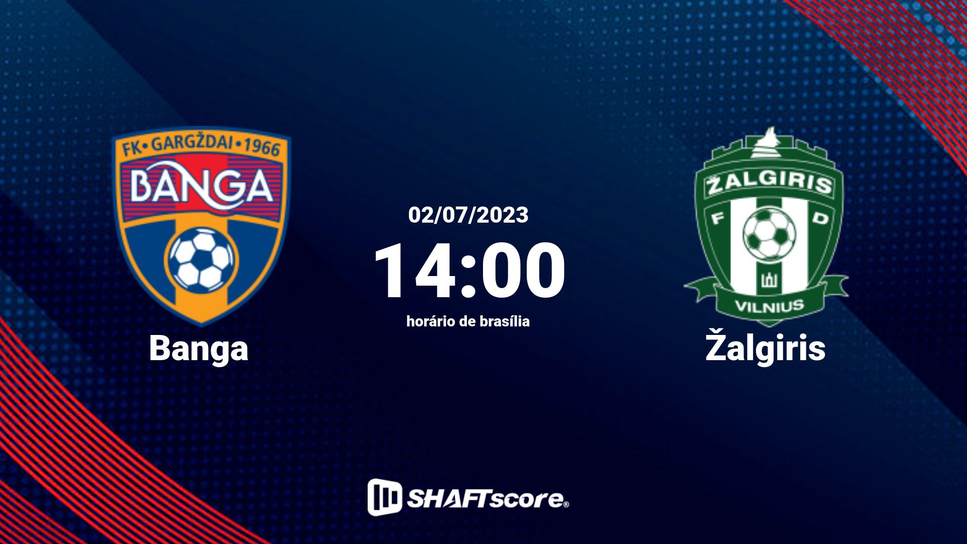 Estatísticas do jogo Banga vs Žalgiris 02.07 14:00